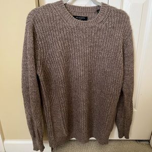 AllSaints Brown Gray Montall Crew Italian Wool Sweater